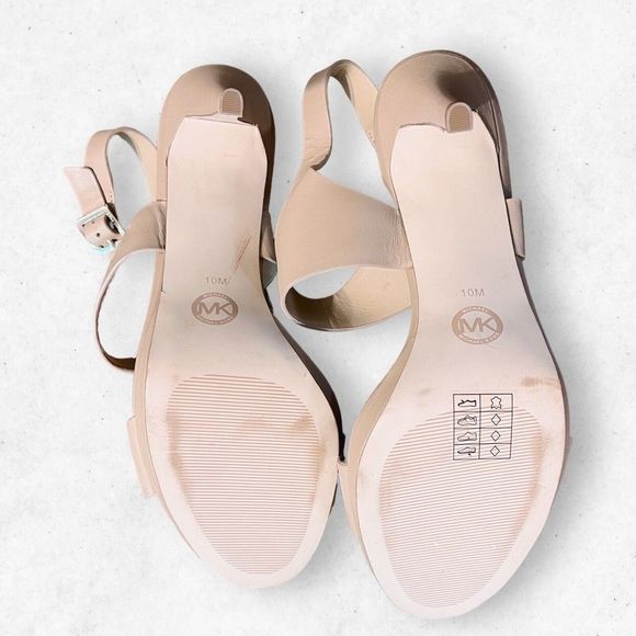 Michael Kors Heels Sandals Leather Women's US size 10‎ Tan Color Side Buckles - Picture 8 of 10